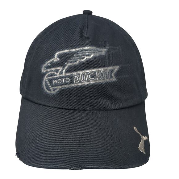Puma Moto Ducati Slideback Hat Black Graphic Logo Adjustable - Picture 1 of 9